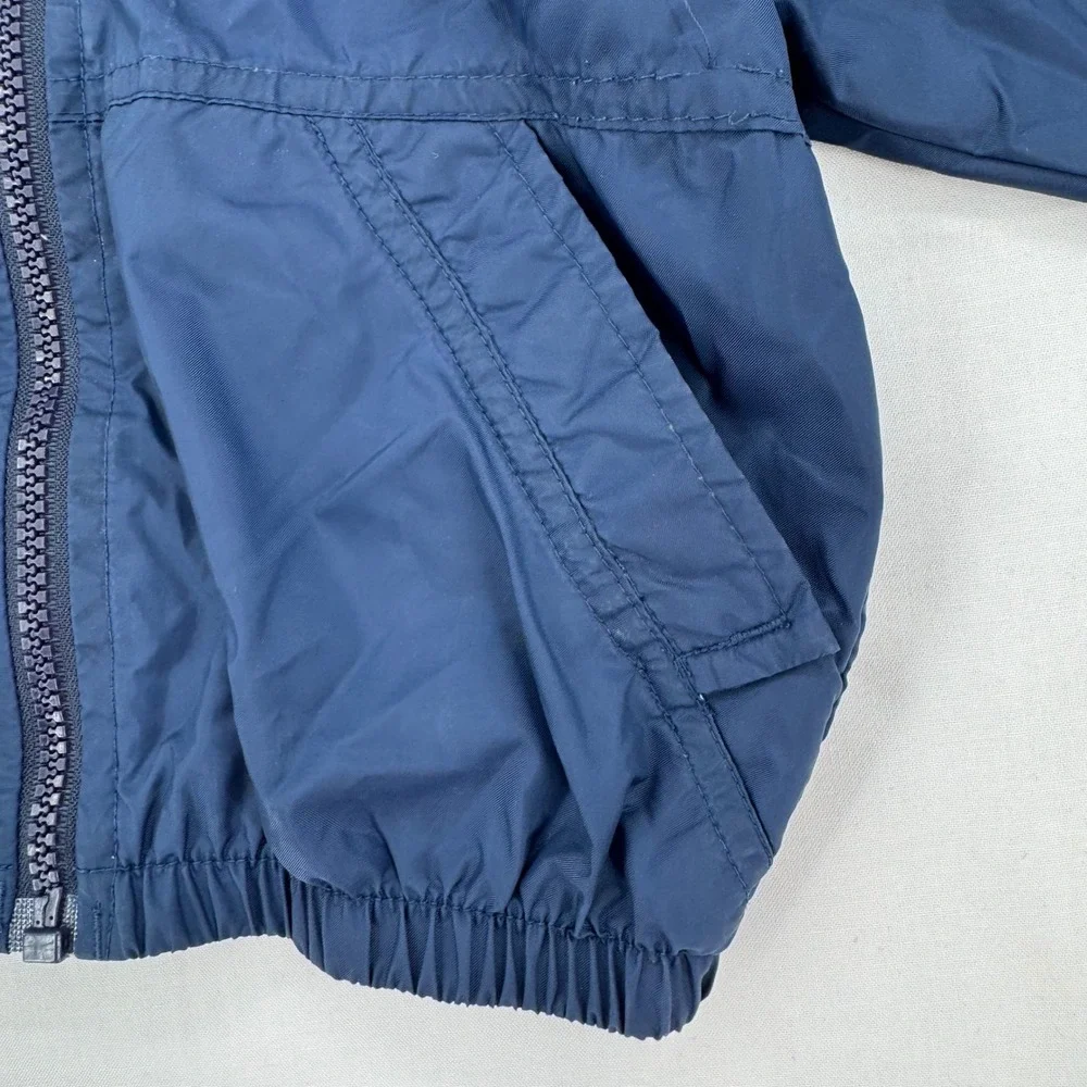 Vintage 90s Youth Weather Tamer Hooded Windbreaker Jacket Size 3T Navy Full Zip